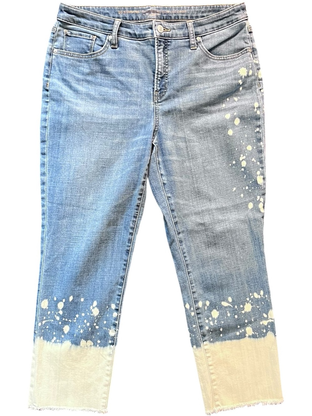 Women’s Blue Dip-Dye Bleach-Splatter Jeans